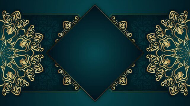 Luxury green background with golden mandala ornament