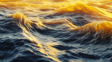 Futuristic digital ocean with dynamic waves, abstract cyber landscape, cinematic perspective, choppy data-inspired waters