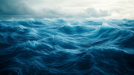 Futuristic digital ocean with dynamic waves, abstract cyber landscape, cinematic perspective, choppy data-inspired waters