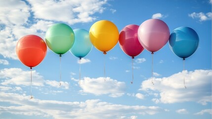 Colorful balloons floating in the sky, celebration