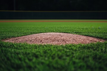 Highlighting the baseball mound at a pristine field during a sunny day, baseball field highlighting the baseball mound sport concept