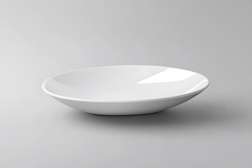 Elegant empty white ceramic bowl isolated on a light gray surface for culinary use