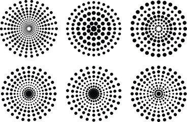 Set of Abstract Halftone Circle Patterns