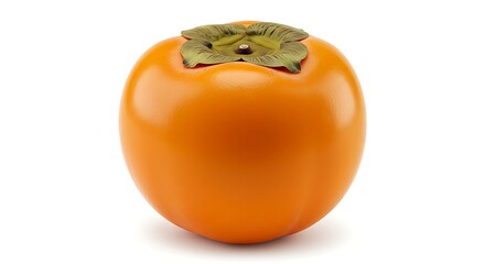 Ripe orange persimmon fruit isolated on white background