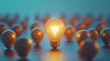 Illuminated idea amidst many