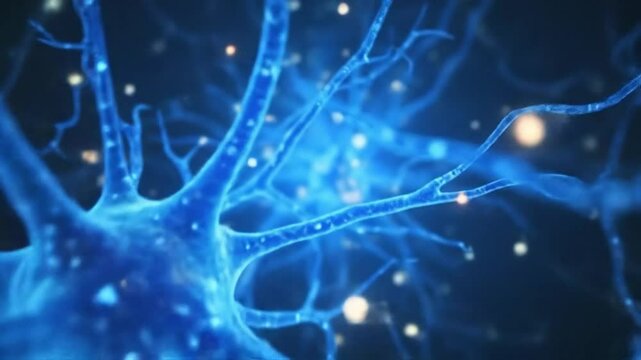 Tecno Blue Neuron Network Journey - Futuristic Brain Anatomy Loopable Animation