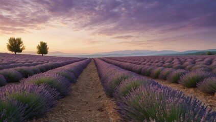 Fototapeta premium Lavender Field at Dusk