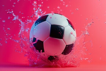 Naklejka premium Soccer ball in water splash