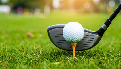 Close-up of the moment the club head meets the stationary golf ball
