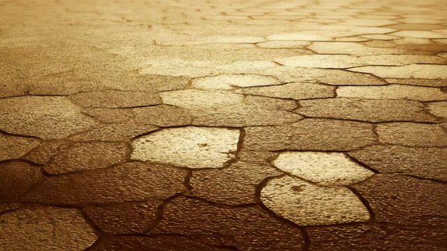 Textured hexagonal pattern with warm tones on a weathered surface creating an abstract background design