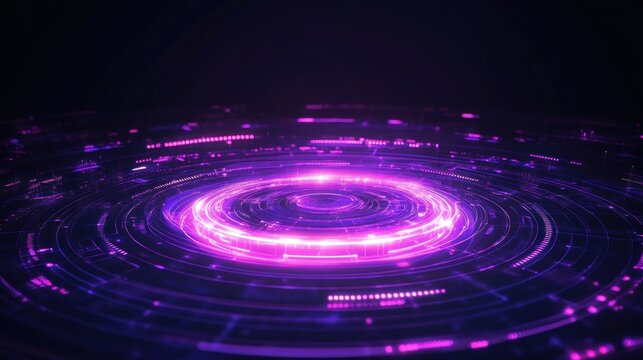 Abstract holographic circle interface - Powered by Adobe