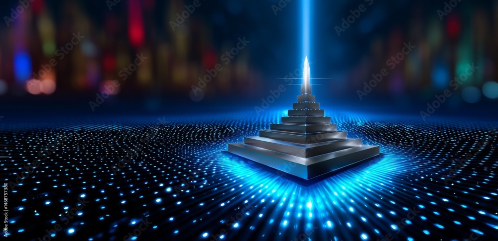 Poster digital technology background with glowing circuit board and data flow