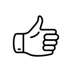 Thumbs Up Hand Icon Outline – Like Gesture Vector Illustration