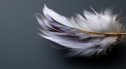 Obraz premium 3D Close-Up of Layered White Feathers on Grey Background