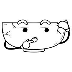 broken bowl character illustration hand drawn outline vector