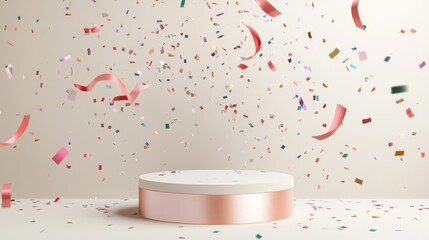 Celebration podium with confetti