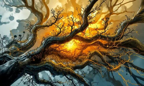 Glowing Heartwood: A Surreal Tree of Inner Light