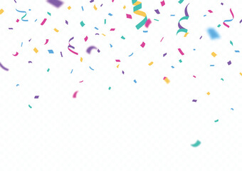 Falling Colorful Confetti celebrations design isolated on transparent background