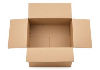 Empty Open Cardboard Box Isolated on White Background