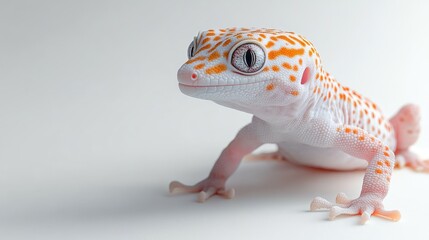Obraz premium Leopard gecko portrait, studio, white background, pet reptile
