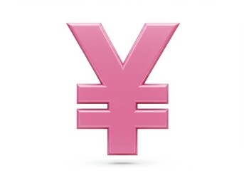 Pink Yen Symbol 3D Render Isolated on White Background