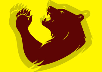 Vector logo of a roaring bear head with fierce expression and sharp details. Designed for eSport teams or t-shirt graphics, symbolizing raw strength, dominance, and unstoppable wild energy