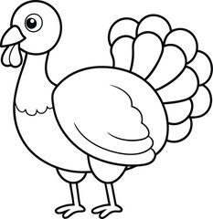 Thanksgiving Bird Line Art for Coloring and Decor Design