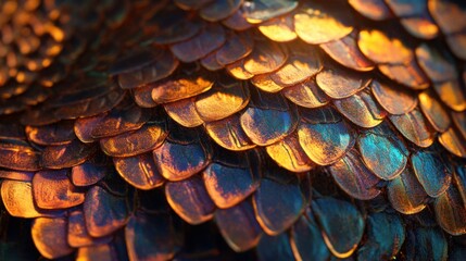 Colorful scales glimmer in sunlight showcasing iridescent patterns and textures