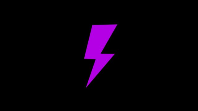 Purple Lightning Bolt Isolated on Black Background Electric Symbol abstract background energetic vibrant purple
