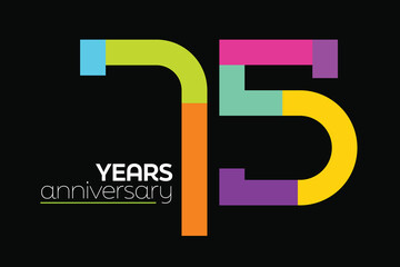 Flat Colorful 75th Anniversary Number
