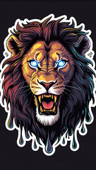 Obraz premium lion head with scary eyes, can be used for stickers and others