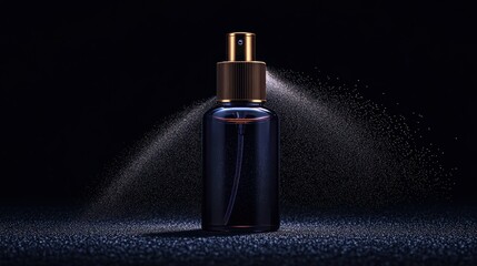 Naklejka premium Dark spray bottle misting, studio shot