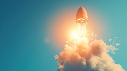 Rocket launching into the sky