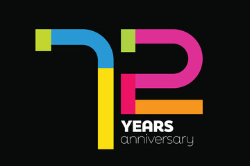 Flat Colorful 72nd Anniversary Number