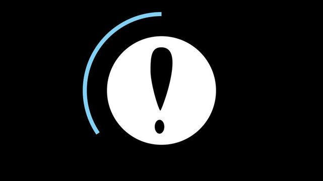 Warning Sign Exclamation Mark Alert Symbol on Black Background with Blue Circle caution danger signal