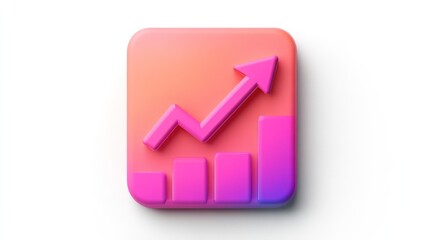 Rising graph icon, digital growth, white background, app design