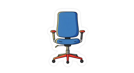 Illustration of Blue and Red Office Chair