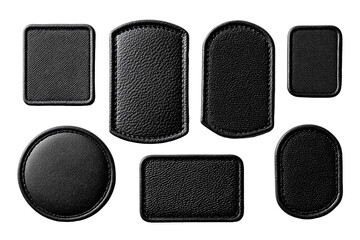 Black Textured Labels:  Various Shapes and Sizes, PNG