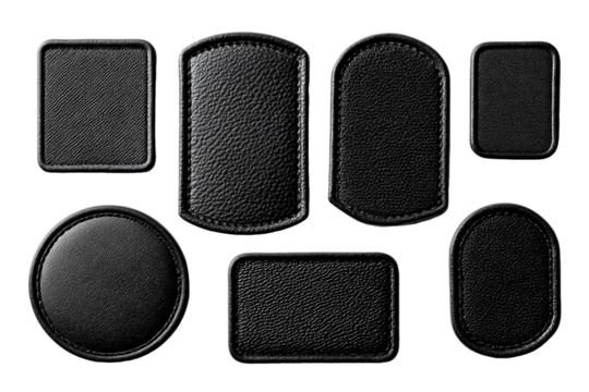 Black Textured Labels:  Various Shapes and Sizes, PNG
