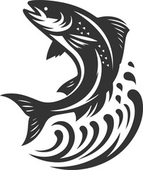 Obraz premium Vector salmon fish silhouette