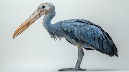 Studio Shoebill Stork Profile, White Background, Wildlife
