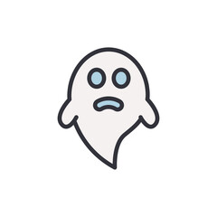 Illustration of Cute Ghost Character with a Concerned Facial Expression