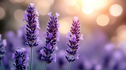 Fototapeta premium Delicate Lavender Blossoms in Sunlight