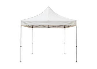 White pop up tent isolated on transparent background, perfect for event, marketing, shelter needs.