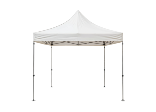 White pop up tent isolated on transparent background, perfect for event, marketing, shelter needs.