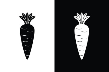 Minimal Carrot Vector. Flat Silhouette of Fresh Vegetable for Food Icons