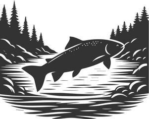 Vector salmon fish silhouette