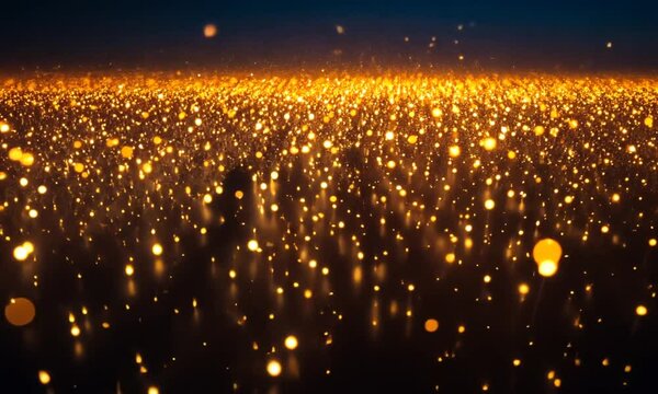 Golden Sparkles: Abstract Night Sky Celestial Burst