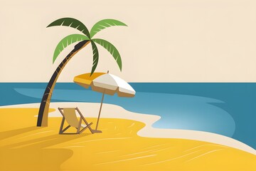 Obraz premium Flat Lay of a Sandy Beach with Waves and Shells