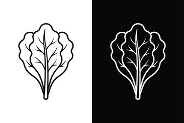 Chard Leaf Line Art. Clean and Simple Swiss Chard Vector Illustration